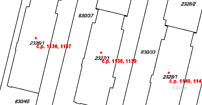 Prachatice II 1138,1139, Prachatice na parcele st. 2327/1 v KÚ Prachatice, Katastrální mapa