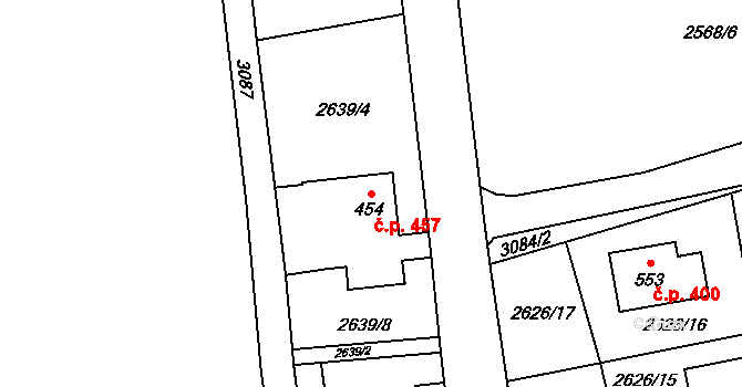 Království 457, Šluknov na parcele st. 454 v KÚ Království, Katastrální mapa