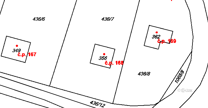 Tisová 168 na parcele st. 356 v KÚ Tisová u Vysokého Mýta, Katastrální mapa