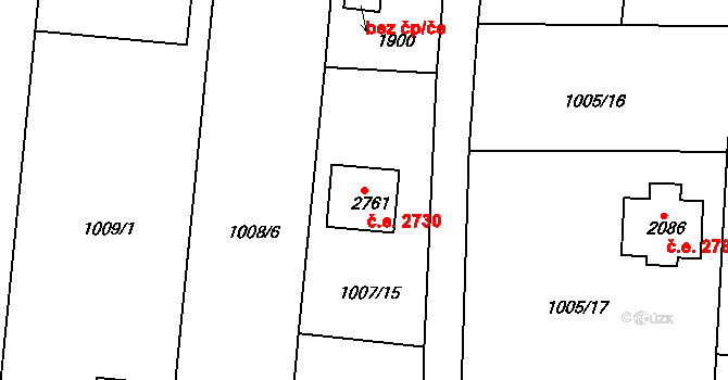 Litice 2730, Plzeň na parcele st. 2761 v KÚ Valcha, Katastrální mapa