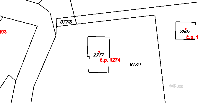 Litovel 1274 na parcele st. 2777 v KÚ Litovel, Katastrální mapa