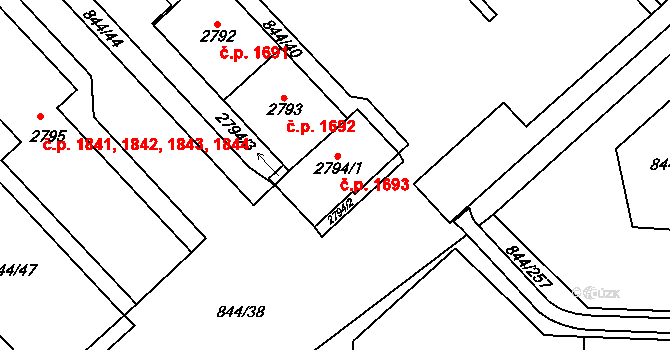 Blansko 1693 na parcele st. 2794/1 v KÚ Blansko, Katastrální mapa