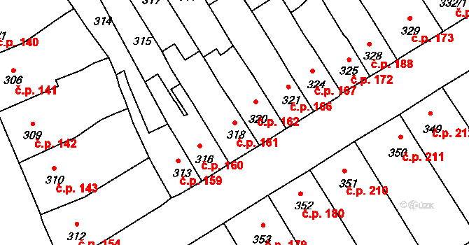 Spořice 161 na parcele st. 318 v KÚ Spořice, Katastrální mapa