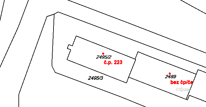 Michle 223, Praha na parcele st. 2495/2 v KÚ Michle, Katastrální mapa
