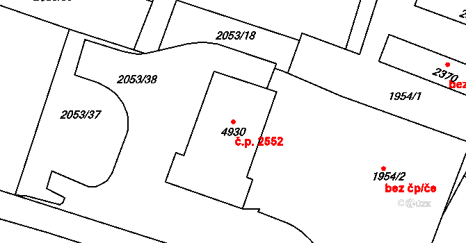 Rakovník II 2552, Rakovník na parcele st. 4930 v KÚ Rakovník, Katastrální mapa