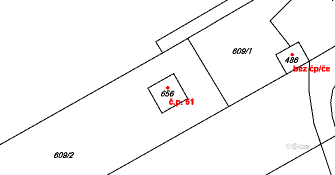 Halouny 51, Svinaře na parcele st. 656 v KÚ Svinaře, Katastrální mapa