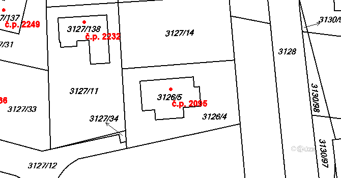 České Budějovice 7 2095, České Budějovice na parcele st. 3126/5 v KÚ České Budějovice 7, Katastrální mapa