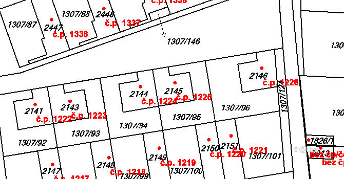 Unhošť 1225 na parcele st. 2145 v KÚ Unhošť, Katastrální mapa