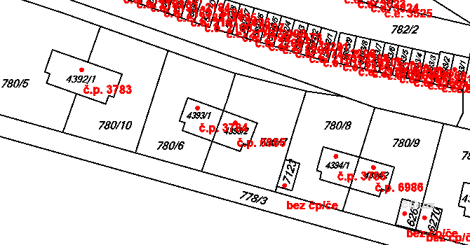 Zlín 6985 na parcele st. 4393/2 v KÚ Zlín, Katastrální mapa