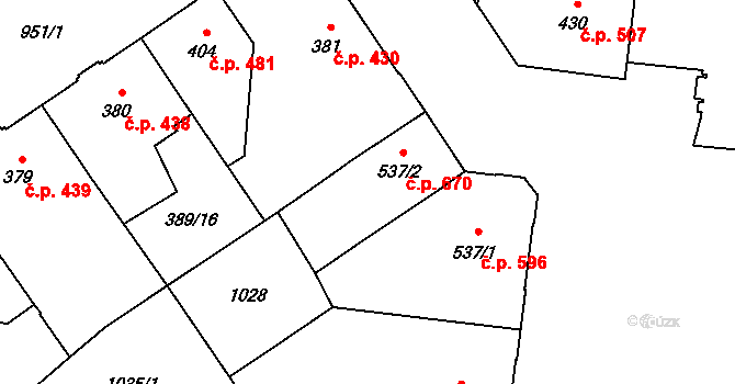 Přívoz 670, Ostrava na parcele st. 537/2 v KÚ Přívoz, Katastrální mapa