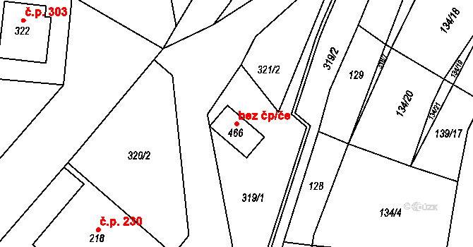 Bohušovice nad Ohří 41406796 na parcele st. 466 v KÚ Bohušovice nad Ohří, Katastrální mapa