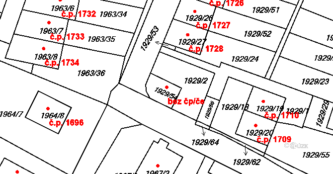 Děčín 42141796 na parcele st. 1929/54 v KÚ Podmokly, Katastrální mapa