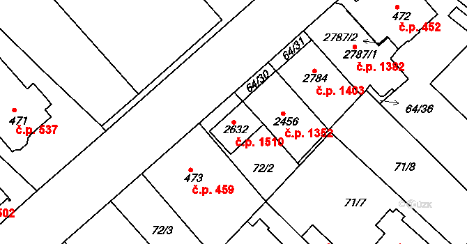 Neratovice 1510 na parcele st. 2632 v KÚ Neratovice, Katastrální mapa
