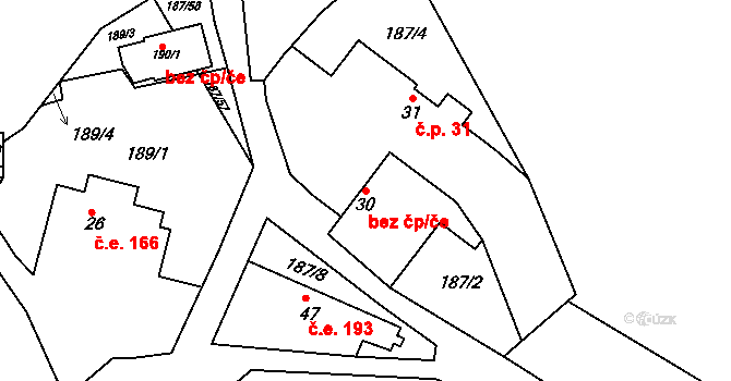 Klučenice 44467796 na parcele st. 30 v KÚ Voltýřov, Katastrální mapa