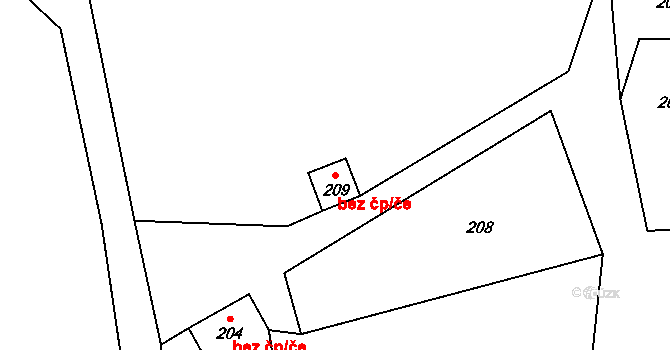 Jihlava 44502796 na parcele st. 209 v KÚ Helenín, Katastrální mapa