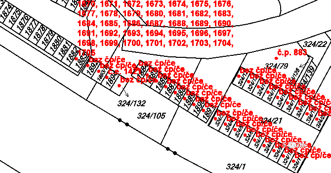Brno 45578796 na parcele st. 1887 v KÚ Lesná, Katastrální mapa