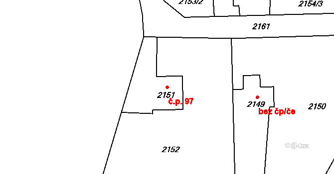 Borová 97, Bolatice na parcele st. 2151 v KÚ Bolatice, Katastrální mapa