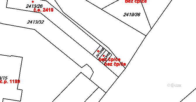 Plzeň 46394796 na parcele st. 2413/48 v KÚ Doubravka, Katastrální mapa