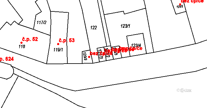 Holešov 47945796 na parcele st. 121/3 v KÚ Holešov, Katastrální mapa