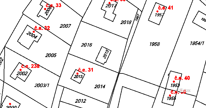 Buchlovice 35 na parcele st. 2015 v KÚ Buchlovice, Katastrální mapa