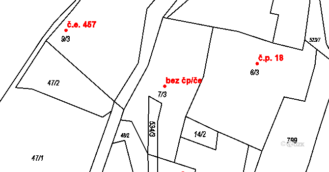 Třebušín 50183796 na parcele st. 7/3 v KÚ Horní Týnec, Katastrální mapa
