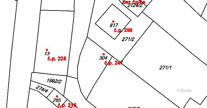 Ronov nad Doubravou 247 na parcele st. 304 v KÚ Ronov nad Doubravou, Katastrální mapa