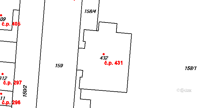 Slatiňany 431 na parcele st. 432 v KÚ Slatiňany, Katastrální mapa
