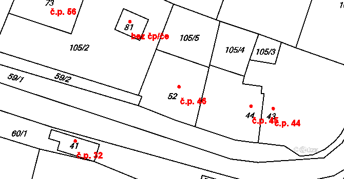 Krychnov 46 na parcele st. 52 v KÚ Krychnov, Katastrální mapa