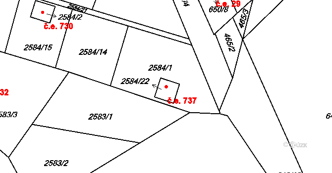 Přerov I-Město 737, Přerov na parcele st. 2584/22 v KÚ Přerov, Katastrální mapa