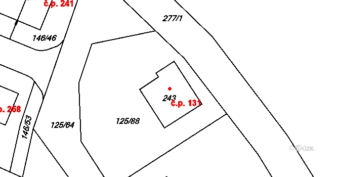 Doubek 131 na parcele st. 243 v KÚ Doubek, Katastrální mapa