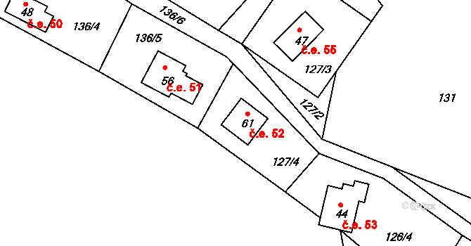 Bernartice 52, Kolinec na parcele st. 61 v KÚ Bernartice u Boříkov, Katastrální mapa