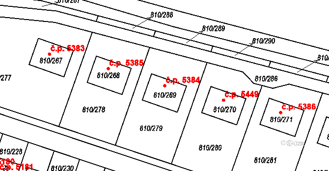 Proseč nad Nisou 5384, Jablonec nad Nisou na parcele st. 810/269 v KÚ Proseč nad Nisou, Katastrální mapa