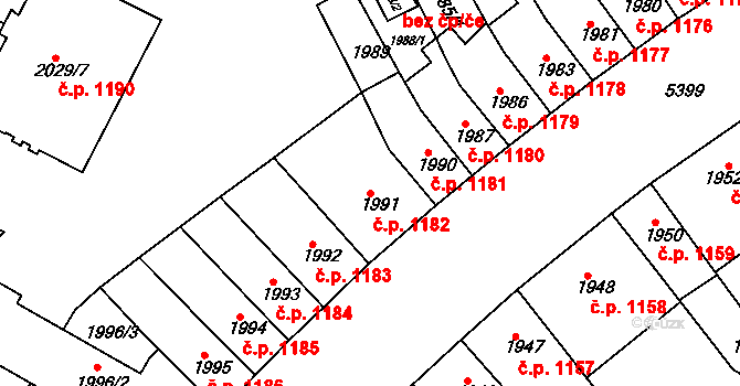 Znojmo 1182 na parcele st. 1991 v KÚ Znojmo-město, Katastrální mapa