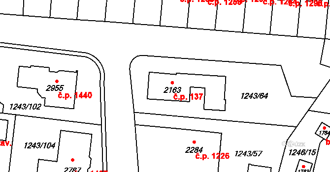 Lipník nad Bečvou I-Město 137, Lipník nad Bečvou na parcele st. 2163 v KÚ Lipník nad Bečvou, Katastrální mapa