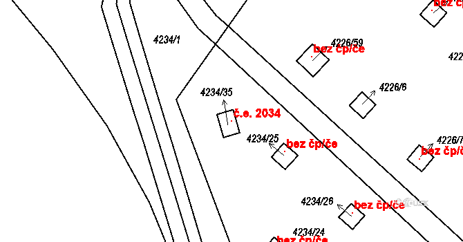 Chomutov 2034 na parcele st. 4234/35 v KÚ Chomutov I, Katastrální mapa