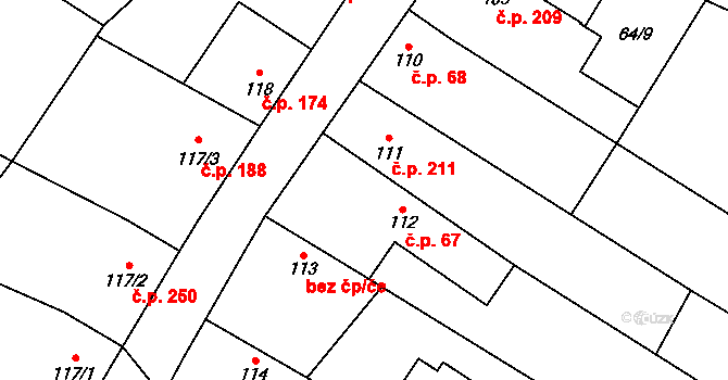 Rožďalovice 67 na parcele st. 112 v KÚ Rožďalovice, Katastrální mapa