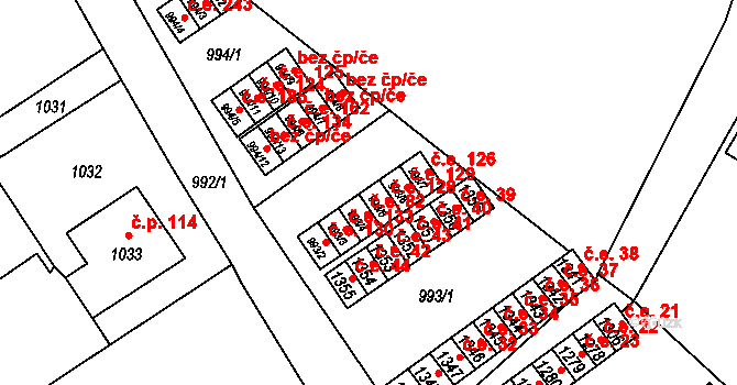 Zastávka 128 na parcele st. 993/5 v KÚ Zastávka, Katastrální mapa