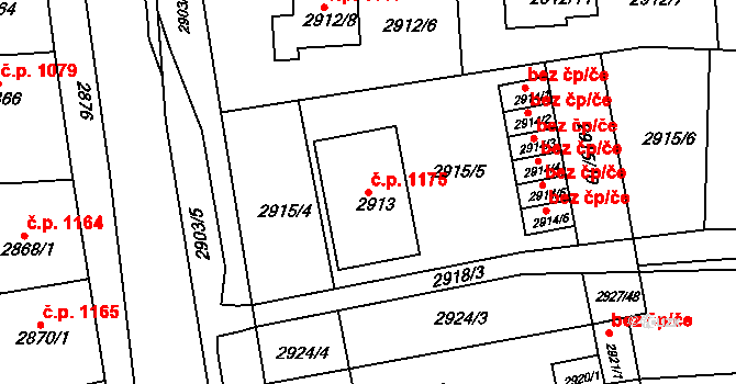 Slavkov u Brna 1175 na parcele st. 2913 v KÚ Slavkov u Brna, Katastrální mapa