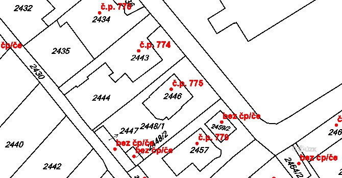 Pod Bezručovým vrchem 775, Krnov na parcele st. 2446 v KÚ Krnov-Horní Předměstí, Katastrální mapa