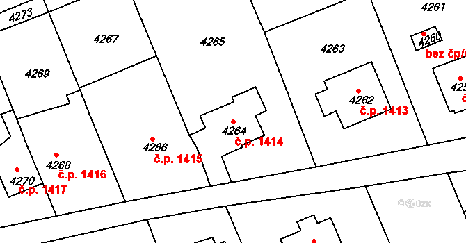 Pod Bezručovým vrchem 1414, Krnov na parcele st. 4264 v KÚ Krnov-Horní Předměstí, Katastrální mapa