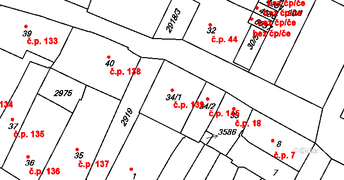 Chrudim I 139, Chrudim na parcele st. 34/1 v KÚ Chrudim, Katastrální mapa