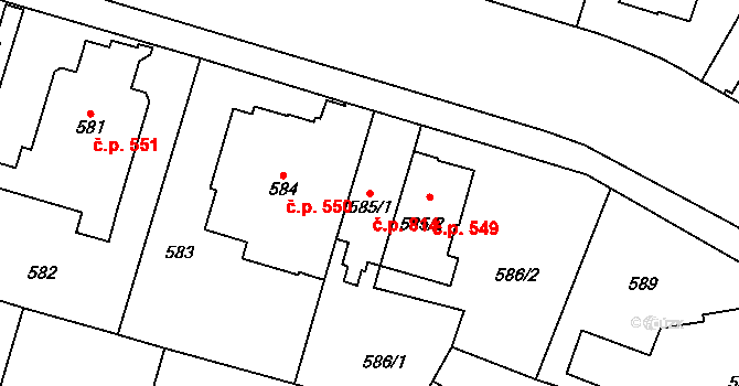 Stránice 814, Brno na parcele st. 585/1 v KÚ Stránice, Katastrální mapa
