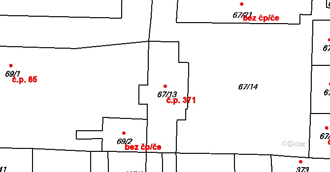 Černčice 371 na parcele st. 67/13 v KÚ Černčice u Loun, Katastrální mapa