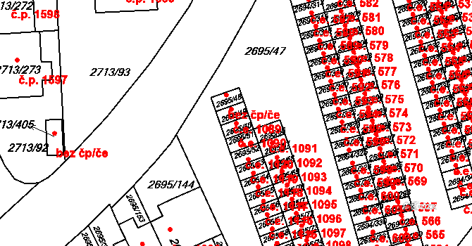 Pelhřimov 1090 na parcele st. 2695/50 v KÚ Pelhřimov, Katastrální mapa
