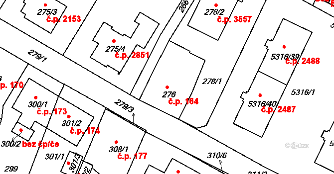 Frýdek 164, Frýdek-Místek na parcele st. 276 v KÚ Frýdek, Katastrální mapa