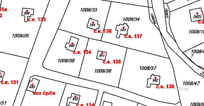 Olešnice v Orlických horách 135 na parcele st. 541 v KÚ Olešnice v Orlických horách, Katastrální mapa