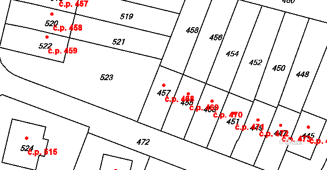 Jablůnka 468 na parcele st. 457 v KÚ Jablůnka, Katastrální mapa