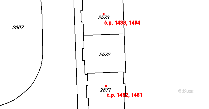 Chodov 1481,1482, Praha na parcele st. 2572 v KÚ Chodov, Katastrální mapa