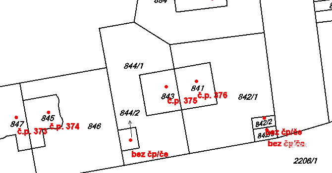 Střešovice 375, Praha na parcele st. 843 v KÚ Střešovice, Katastrální mapa