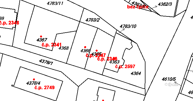 Dejvice 2346, Praha na parcele st. 4365 v KÚ Dejvice, Katastrální mapa